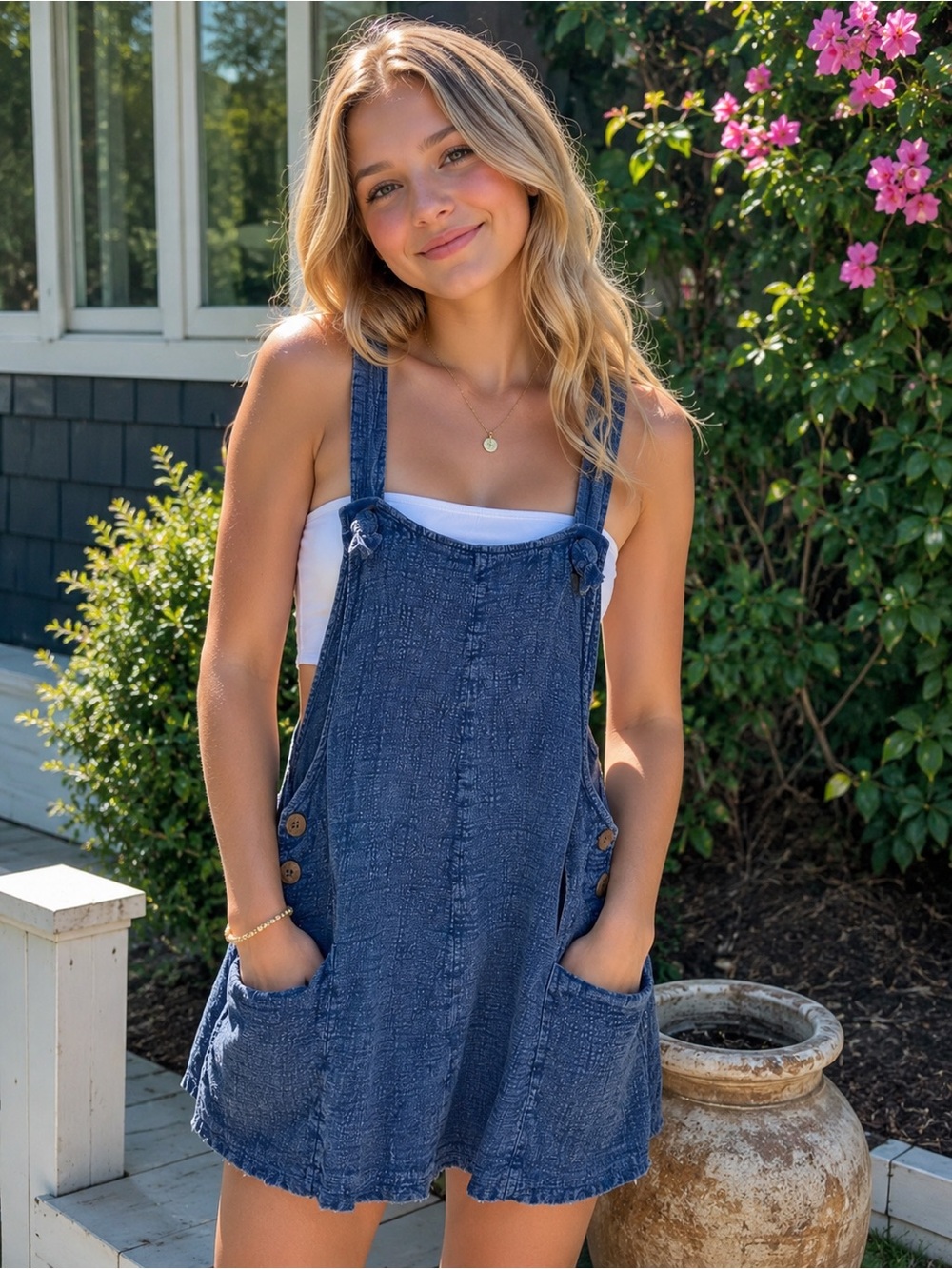 Rip Curl Blue Textured Overall Romper Beachy Boho Mini Coverup Size Small
